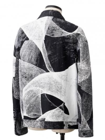 HARRISON WONG | Seersucker Jacket With Curvy Shadow Pattern Black