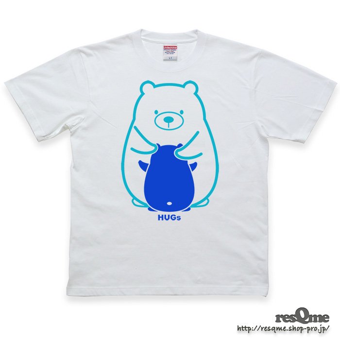 Hugs BEAR (White01)  熊 クマ Tシャツ