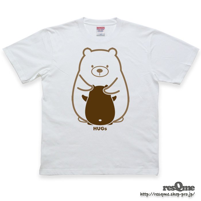 Hugs BEAR (White2)  熊 クマ Tシャツ