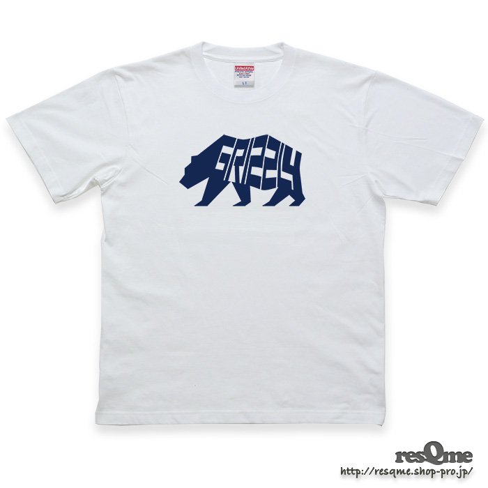 T-Grizzly TEE (White01) 熊 クマ Tシャツ