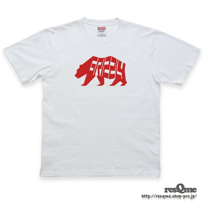 T-Grizzly TEE (White02) 熊 クマ Tシャツ