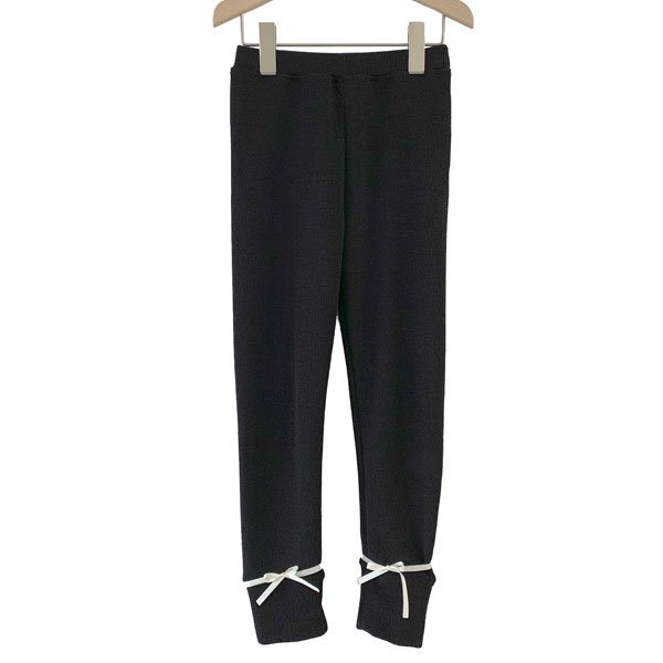 UNIONINI ユニオニーニ ribbon knit leggings レギンス ブラック