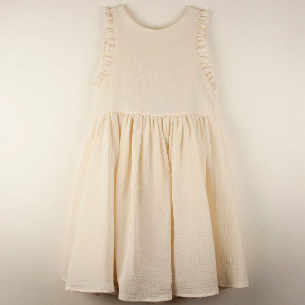 Popelin ポペリン Mod.29.4 Off white organic dress with straps