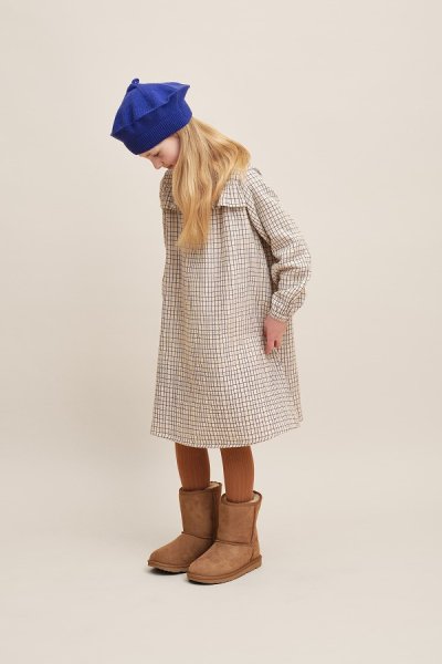 garbo&friends ガルボアンドフレンズ Checks Cobalt Muslin Dress