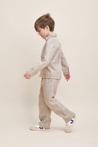 garbo&friends ガルボアンドフレンズ Checks Cobalt Muslin Shirt 長袖