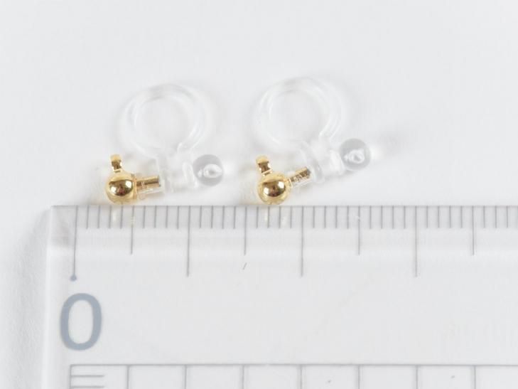 イヤリングパーツ【樹脂ノンホールピアス(約3mm玉)1ペア(2ヶ)クリアxゴールド】 イヤーカフ イヤーカフパーツ カン付き アレルギー対応 痛くない - ハンドメイド アクセサリー パーツ レジン用品のネット通販 紗や工房 イヤリングパーツ【樹脂ノンホールピアス(約3mm玉)1ペア(2ヶ)クリアxゴールド】 イヤーカフ イヤーカフパーツ カン付き アレルギー対応 痛くない - ハンドメイド アクセサリー パーツ レジン用品のネット通販 紗や工房