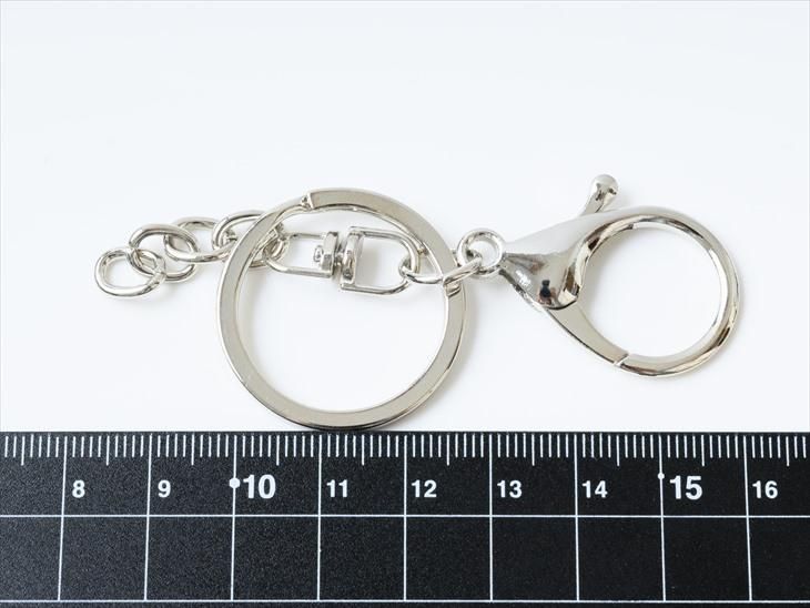 キーホルダーパーツ ニッケルフリー 65mm シルバー 40個 フック付