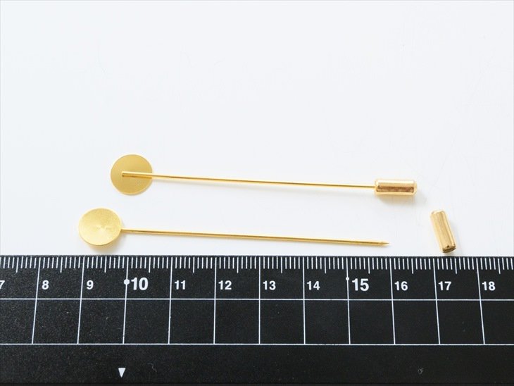 50個セット 25mm シルバー ゴールド 日本製 造花ピン（ブローチピン コサージュピン ウラピン）