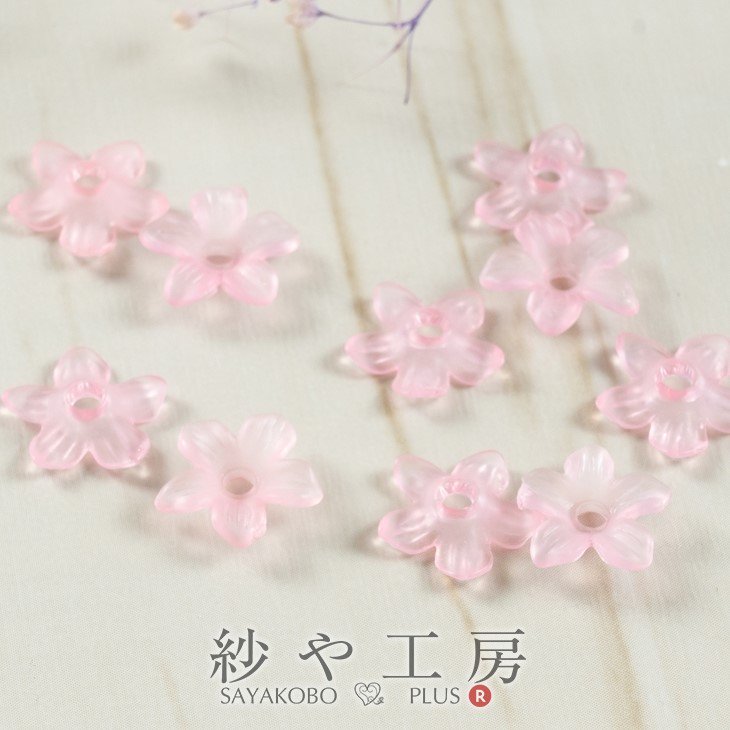 薄ピンク お花型 大 リボン × コットンパール バレッタ ヘアゴム クリップ