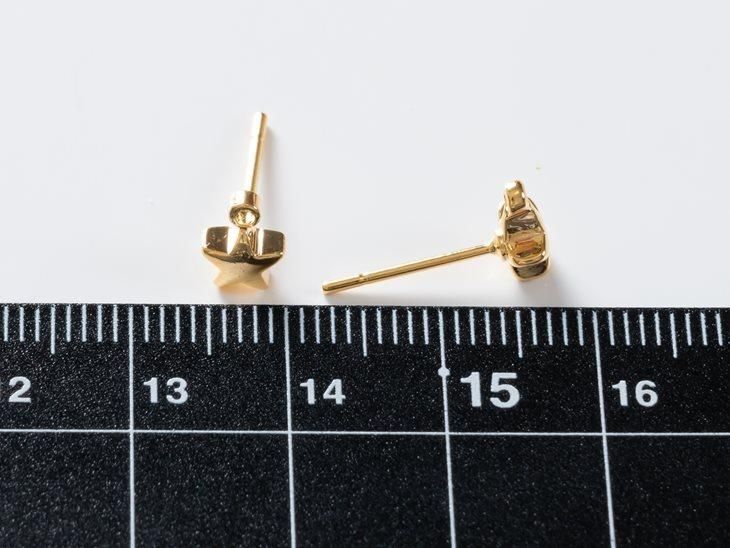 ピアスパーツ ポストピアス ミニスター カン付 金メッキ ゴールド 7.5mm 1ペア 2ヶ 星 ポストタイプ ポストピアス金具 約0.8cm  アクセサリーパーツ パーツ - ハンドメイド アクセサリー パーツ レジン用品のネット通販 紗や工房