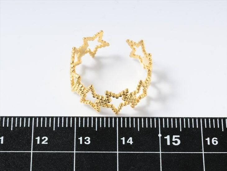 リングパーツ サージカルステンレス 316L 連続スター アクセサリー パーツ ゴールド リング18mm 5個 アレルギー対応 フリーサイズ 問屋 -  ハンドメイド アクセサリー パーツ レジン用品のネット通販 紗や工房