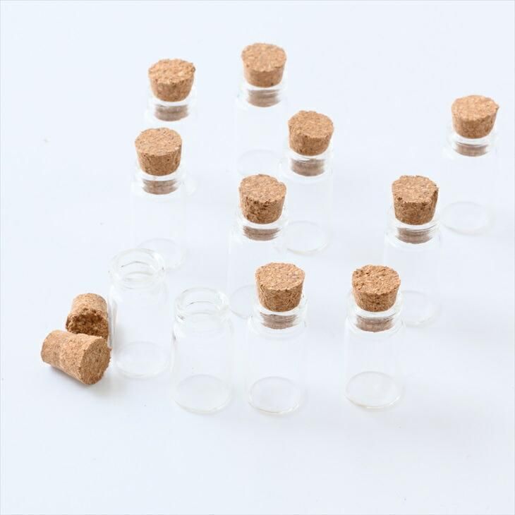 ガラス小瓶 コルク栓 絞り口タイプ クリア 27mm 10個 コルク瓶 ガラス