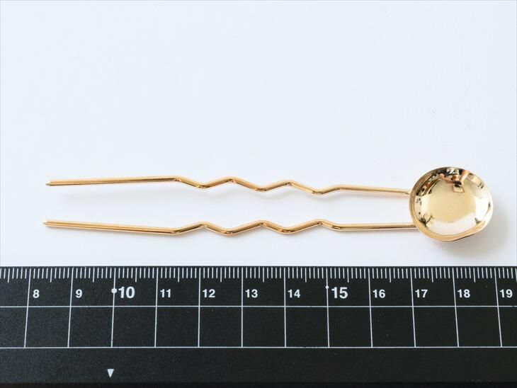 かんざしパーツ 丸皿付き・U字(約10cm)約5個】ゴールド ヘアー