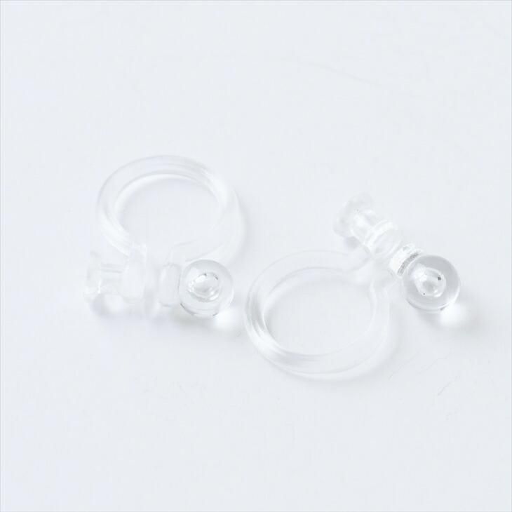 イヤリングパーツ【タテ芯穴付樹脂ノンホールピアス(約10mm・皿約2.5mm)1ペア(2ヶ)クリア】 イヤーカフ イヤーカフパーツ アレルギー対応  クリップピアス 台座付き - ハンドメイド アクセサリー パーツ レジン用品のネット通販 紗や工房