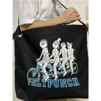 Veltpunch 目玉くんサイクリングイラストリングトートバッグ ブラック Gold Digger Online Store Veltpunch 目玉くんサイクリングイラストリングトートバッグ ブラック Gold Digger Online Store