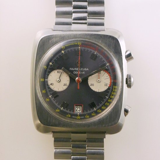 Vintage Faver-leuba Ref.31013 ヴィンテージ　ファーブルルーバー　スクエアケース, Valjoux バルジュー 232  ２レジスタークロノグラフ 1970年代 - Verde 【ベルデ】　ヴィンテージ　アンティーク腕時計店