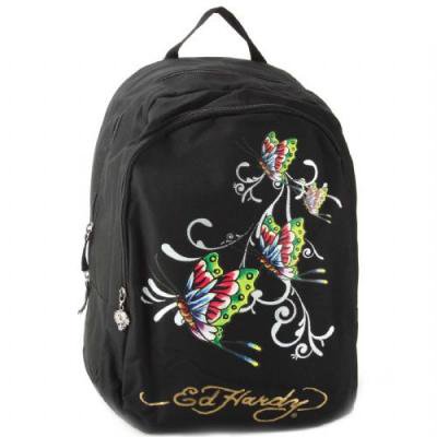 Ed Hardy Josh Butterfly Glitter Backpack - Black エドハーディー バッグ リュック -  Well-Life Store