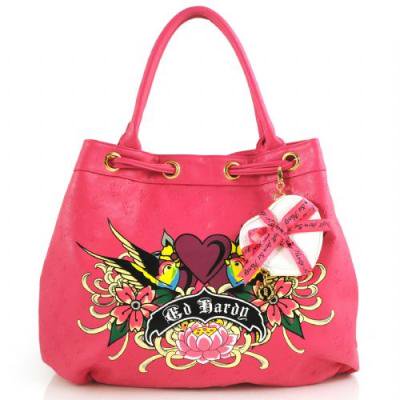 Ed Hardy Harriet Hearts & Flowers Bag - Fuchsia エドハーディー ...