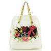 Ed Hardy Regina Hearts & Flowers Bag Bowler - White ɥϡǥ ȡȥХå