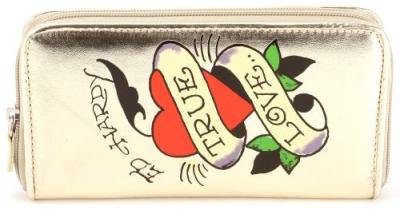 Ed Hardy Eternal Love Zip Around Wallet -Gold/EH1PU244LO エド