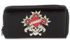 Ed Hardy Skulls And Roses Zip Around Wallet - Black/EH1PU303SK ɥϡǥ Ĺ