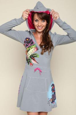 Ed Hardy エドハーディーワンピース Womens Josie Koi Hoodie Dress Grey Eh8008lgk Ed Hardy エドハーディ 財布 時計 バッグ サングラス 専門店