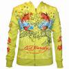 Ed Hardy ɥϡǥ ѡ Womens All Over Print Hoodie - Olive/EHA8YHFAZO