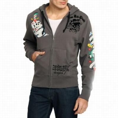 Ed Hardy エドハーディー パーカー Mens Flocked Love Kills Zip Up Hoodie -  Grey/EHCR21519DG - Ed Hardy（エドハーディ） 財布･時計･バッグ･サングラス 専門店