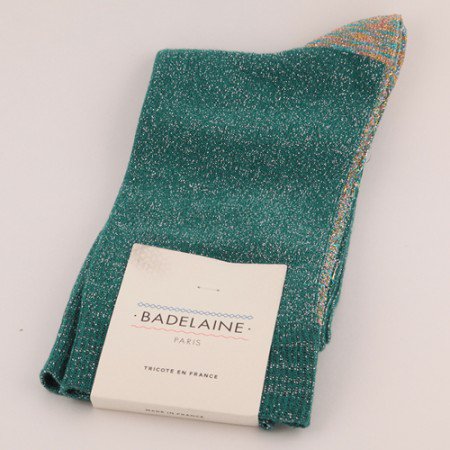 BADELAINE バドレーン 後ろラインキラキラソックス LUREX COUTURE vert