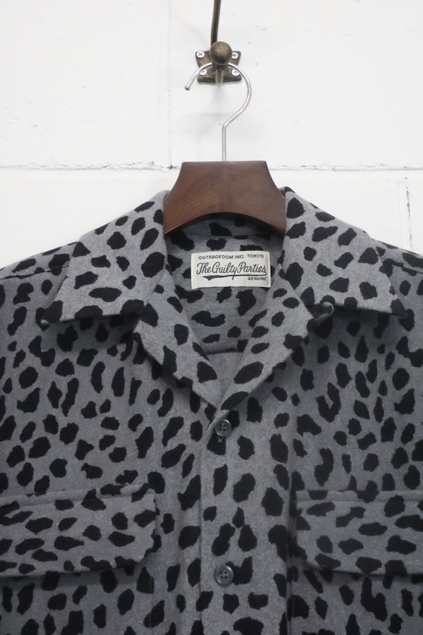 WACKO MARIA】ワコマリア LEOPARD WOOL OPEN COLLAR SHIRT (GRAY