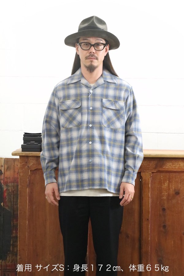 ワコマリア OMBRAY CHECK OPEN COLLAR SHIRT-