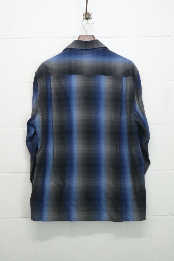 60s vintage OMBRE CHECK OPENCOLLAR SHIRT | nate-hospital.com