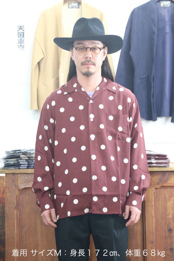 WACKOMARIA HAWAIIAN SHIRT L/S （BORDEAUX）[23SSE-WMS-HI03]-