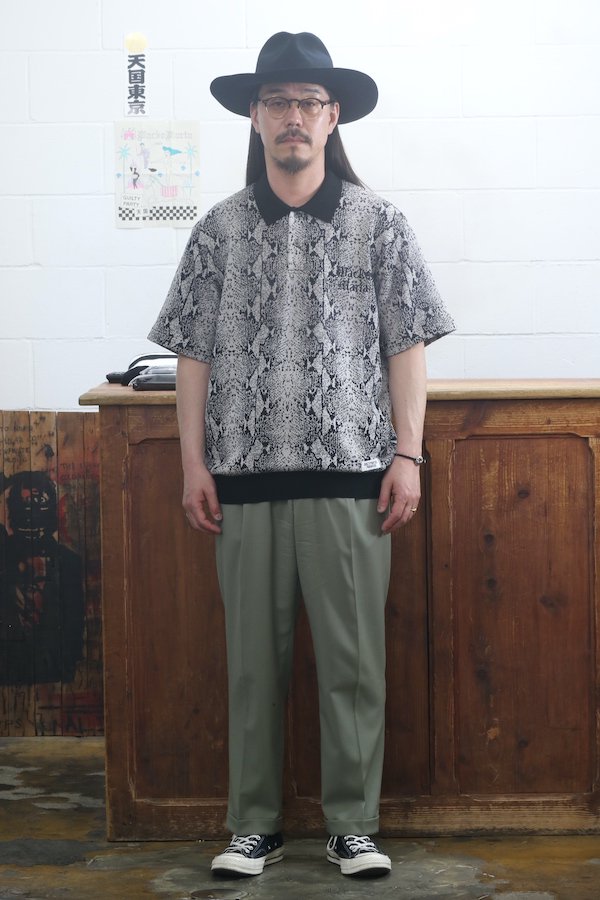 WACKO MARIA】ワコマリア PYTHON KNIT POLO SHIRT（GLAY） - TIGHT