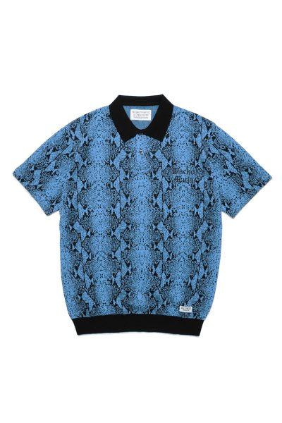 WACKO MARIA】ワコマリア PYTHON KNIT POLO SHIRT（BLUE） - TIGHT