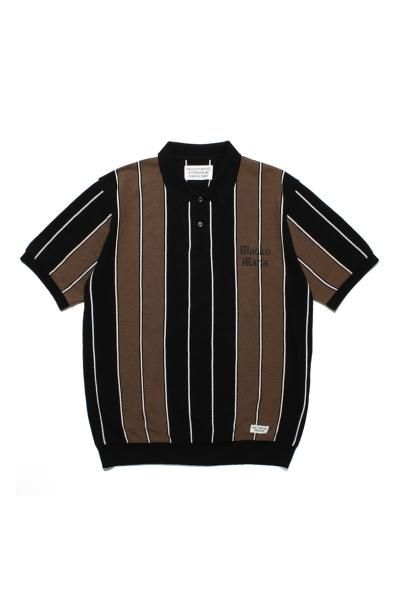 WACKO MARIA】ワコマリア STRIPED KNIT POLO SHIRT（BROWN） - TIGHT