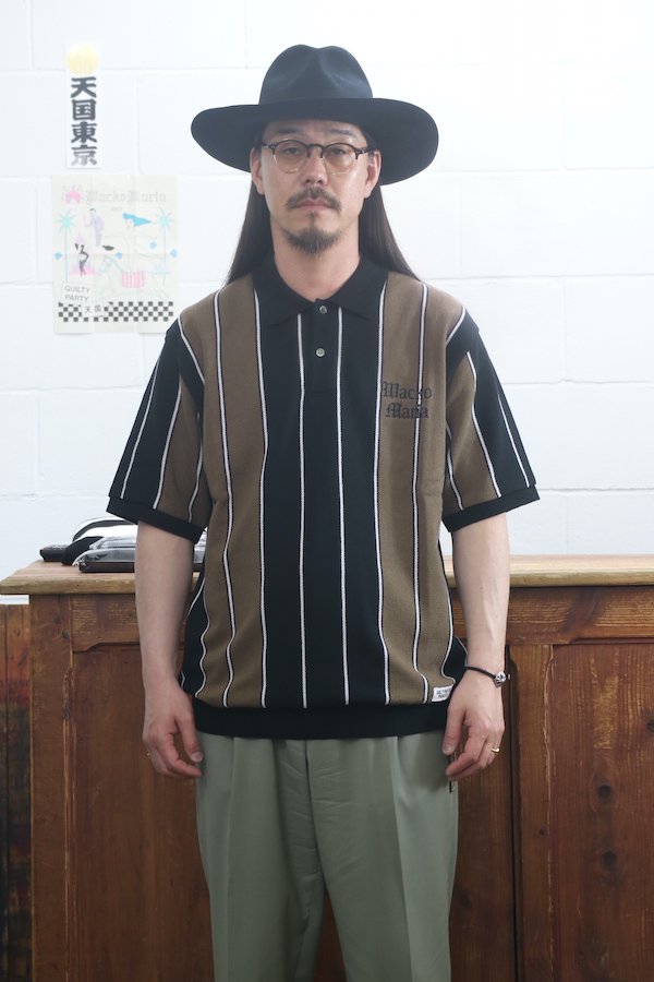 WACKO MARIA】ワコマリア STRIPED KNIT POLO SHIRT（BROWN） - TIGHT