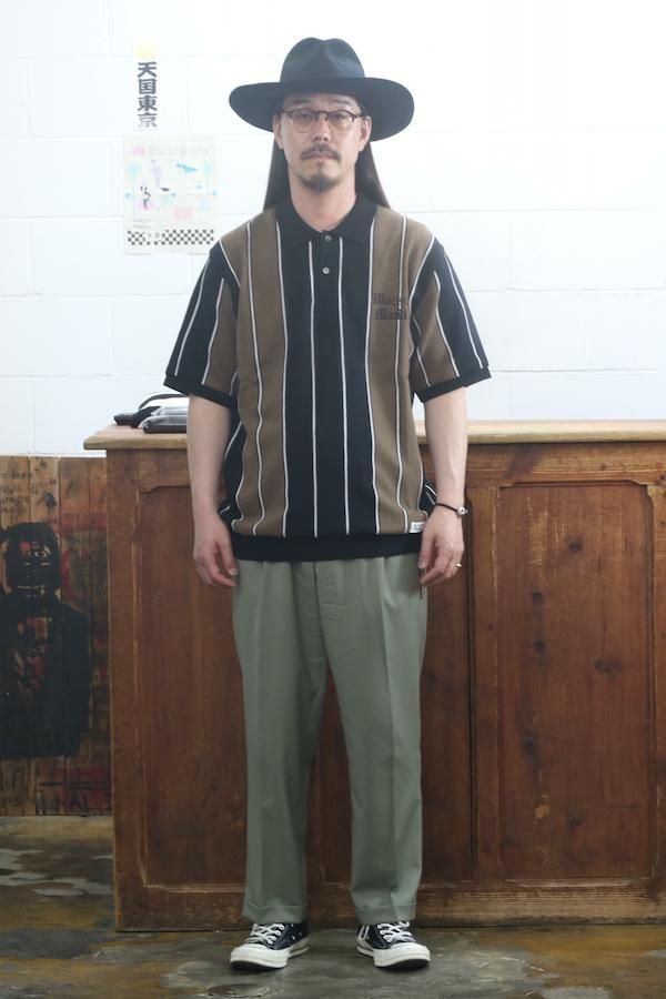 WACKO MARIA】ワコマリア STRIPED KNIT POLO SHIRT（BROWN） - TIGHT