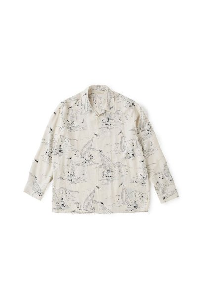 OLD JOE&CO.】オールドジョー ORIGINAL PRINTED OPEN COLLAR SHIRTS(MARINE  )Long-sleeve(BONE) - TIGHT｜GERUGA/LOST CONTROL/OLD  JOE＆CO./GANGSTERVILLE/GLADHAND/WACKO MARIA/ADDICT CLOTHES正規取扱通販