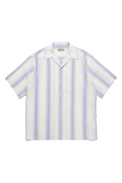 WACKO MARIA】ワコマリア STRIPED OPEN COLLAR SHIRT S/S (WHITE