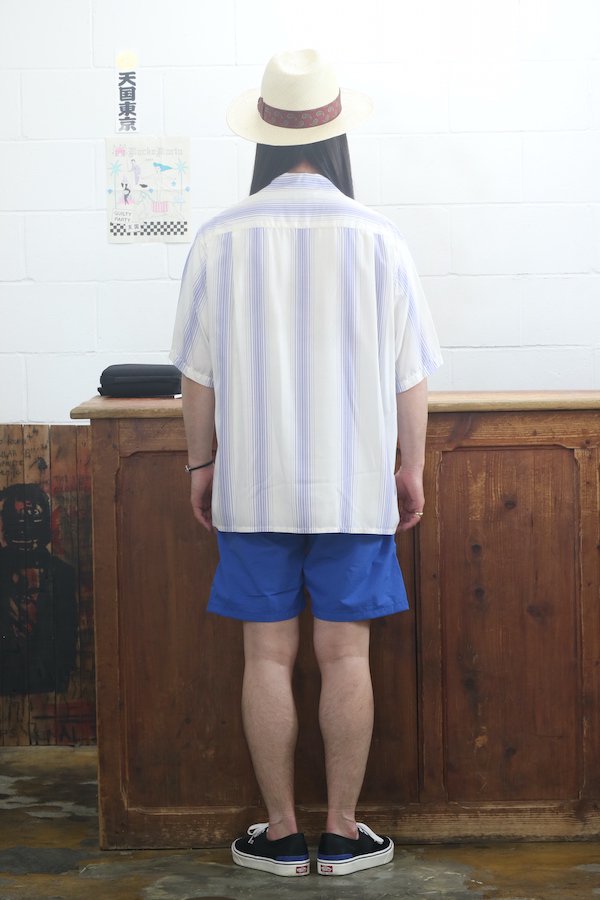 WACKO MARIA】ワコマリア STRIPED OPEN COLLAR SHIRT S/S (WHITE