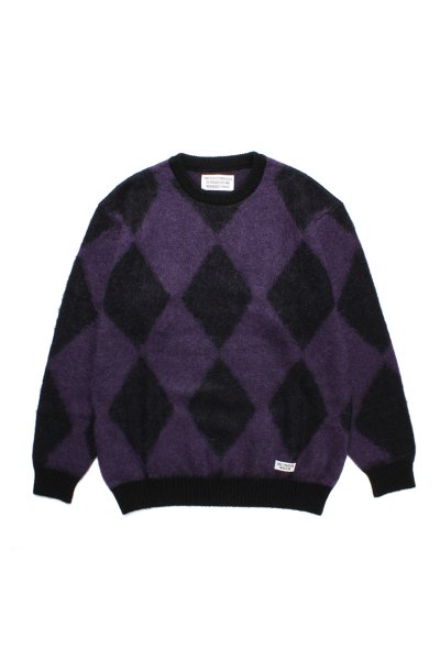 WACKO MARIA】ワコマリア DIAMOND MOHAIR CREW NECK SWEATER (PURPLE