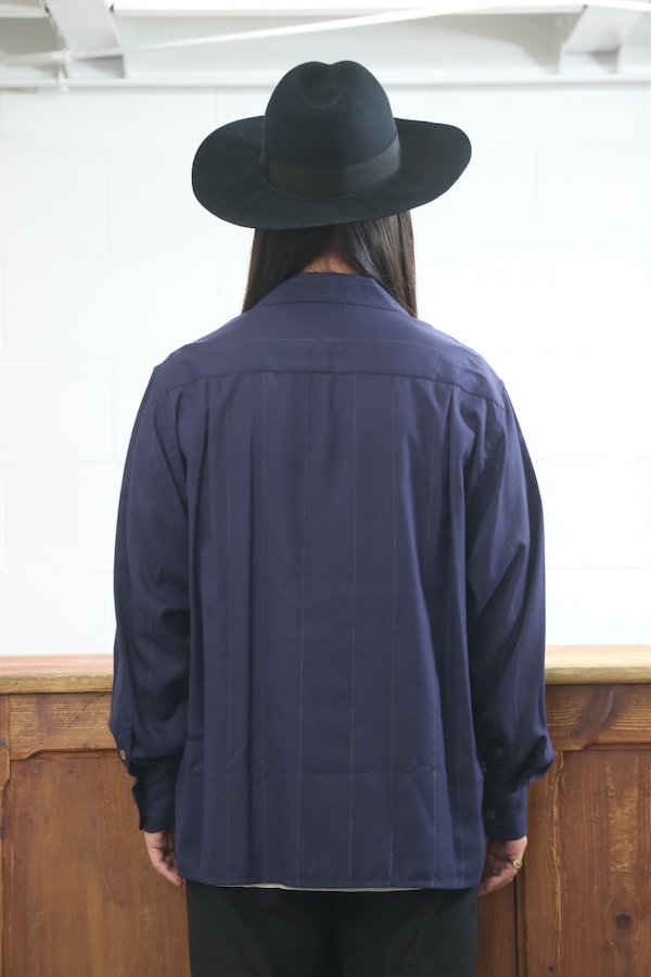 WACKO MARIA】ワコマリア KASURI OPEN COLLAR SHIRT L/S (NAVY