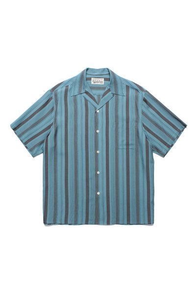 WACKO MARIA】ワコマリア STRIPED OPEN COLLAR SHIRT S/S ( TYPE-2 )(BLUE) -  TIGHT｜GERUGA/LOST CONTROL/OLD JOE＆CO./GANGSTERVILLE/GLADHAND/WACKO MARIA/ADDICT  CLOTHES正規取扱通販