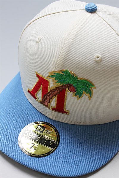 YSM別注 NEWERA 59fifty FORT MYERS MIGHTY MUSSELS【OFF WHITE/SAX】 - YSM23