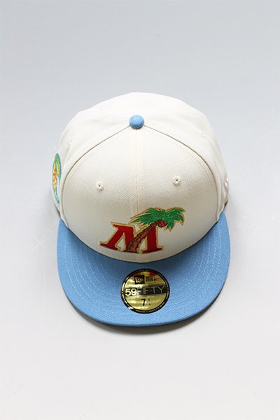YSM別注 NEWERA 59fifty FORT MYERS MIGHTY MUSSELS【OFF WHITE/SAX】 - YSM23