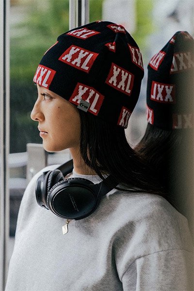 THROWBACK 2000 XXL BEANIE【BLK/RED】 - YSM23