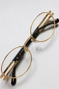 9FIVE LOTUS BLACK & 24K GOLD CLEAR LENS GLASSESBLK/CLR