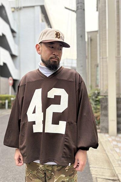 WOODBLOCK 42 MESH FOOTBALL LS SHIRT【NVY/WHT】 - YSM23