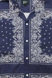 WOODBLOCK L/S OPEN COLLAR BANDANA SHIRTNVY